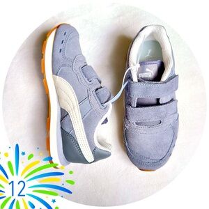 NEW Puma Suede Sneakers Gray & White Kids Shoes Size 12C
